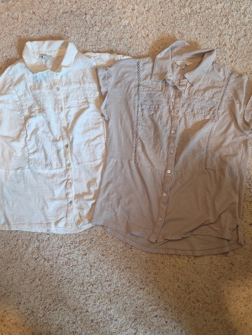 Two Lucky Brand Light Taupe Collared Button Shirt